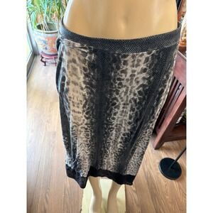 Michael Kors Womens Snakeskin Leopard Print Midi Skirt Gray Black Small